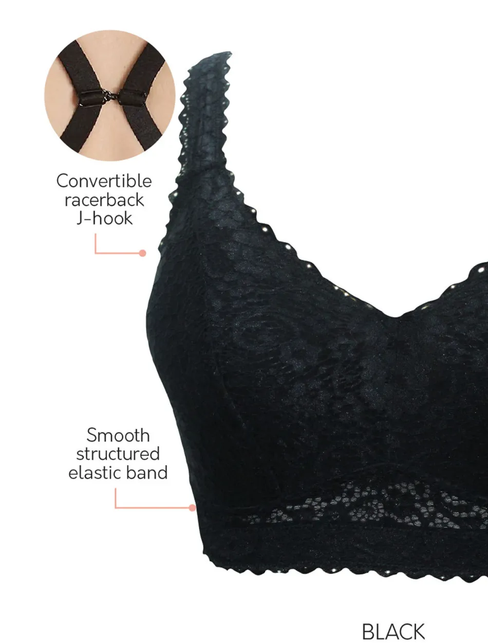 Parfait Adriana Bra Wirefree Bralette, Black | Black Parfait Non-Wired Bralette | Black Lace Bralette | Black Lounge Bra