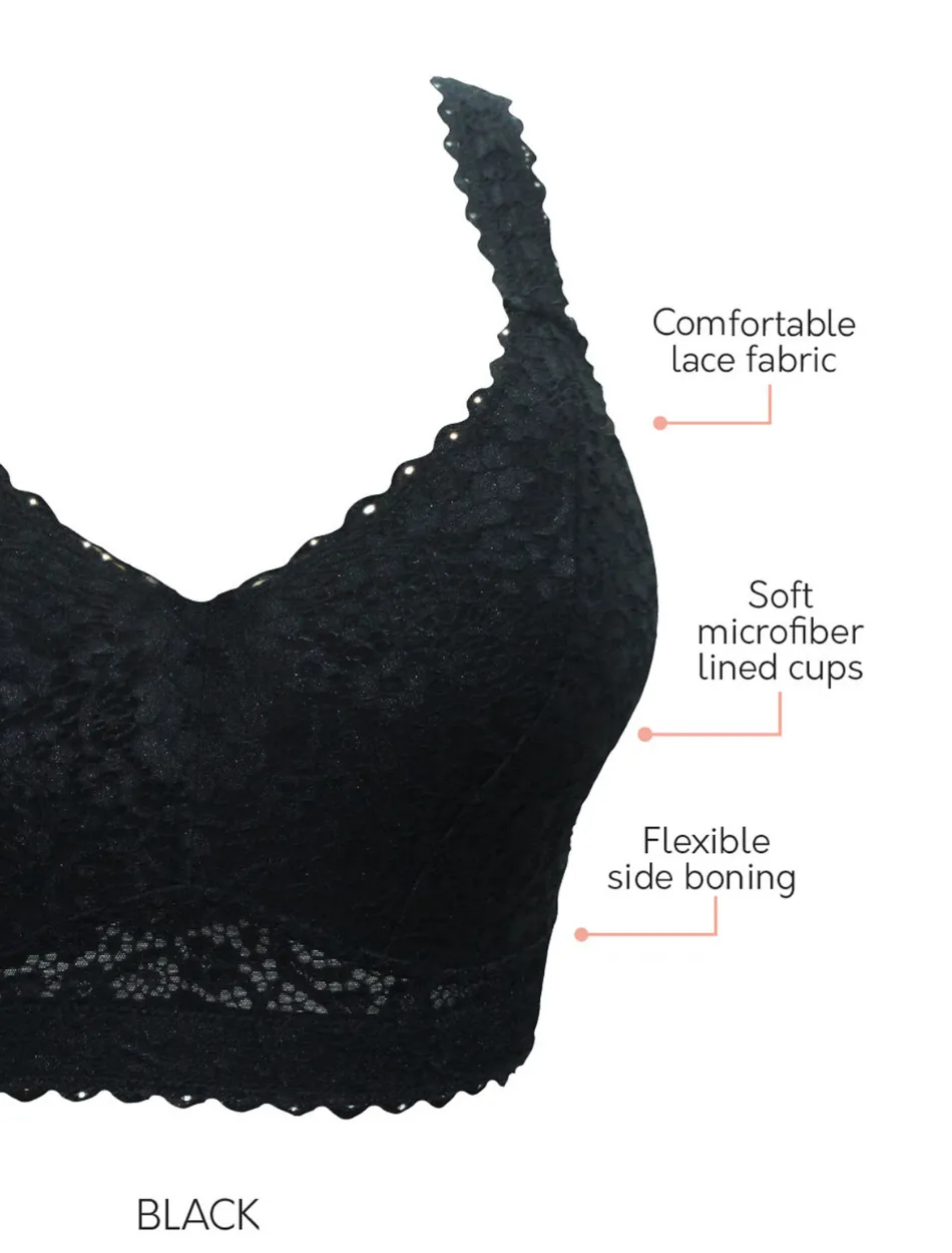 Parfait Adriana Bra Wirefree Bralette, Black | Black Parfait Non-Wired Bralette | Black Lace Bralette | Black Lounge Bra