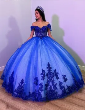 Princess Royal Blue Ball Gown Quinceanera Dress,Sweet 16 Gowns