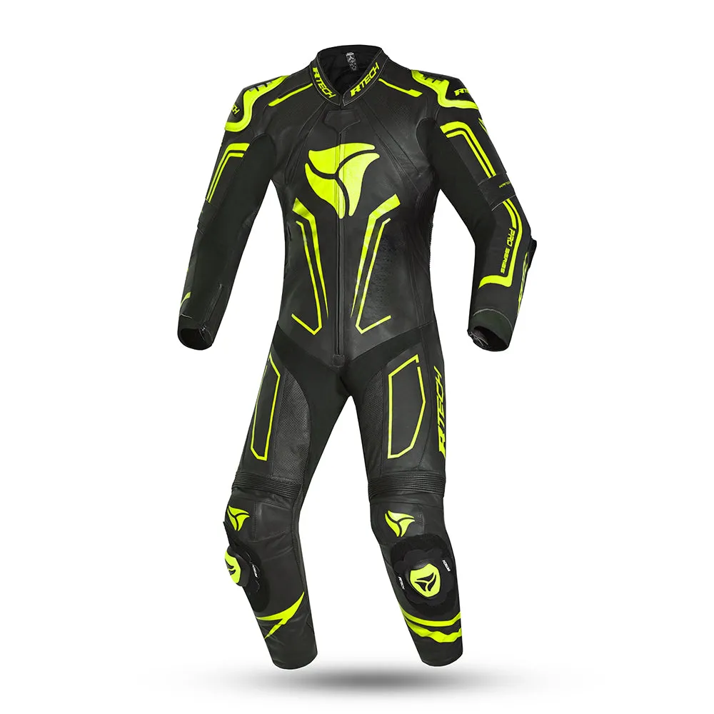 R Tech Rising Star 1PC Motorcycle Racing Leather Suit Black Yellow