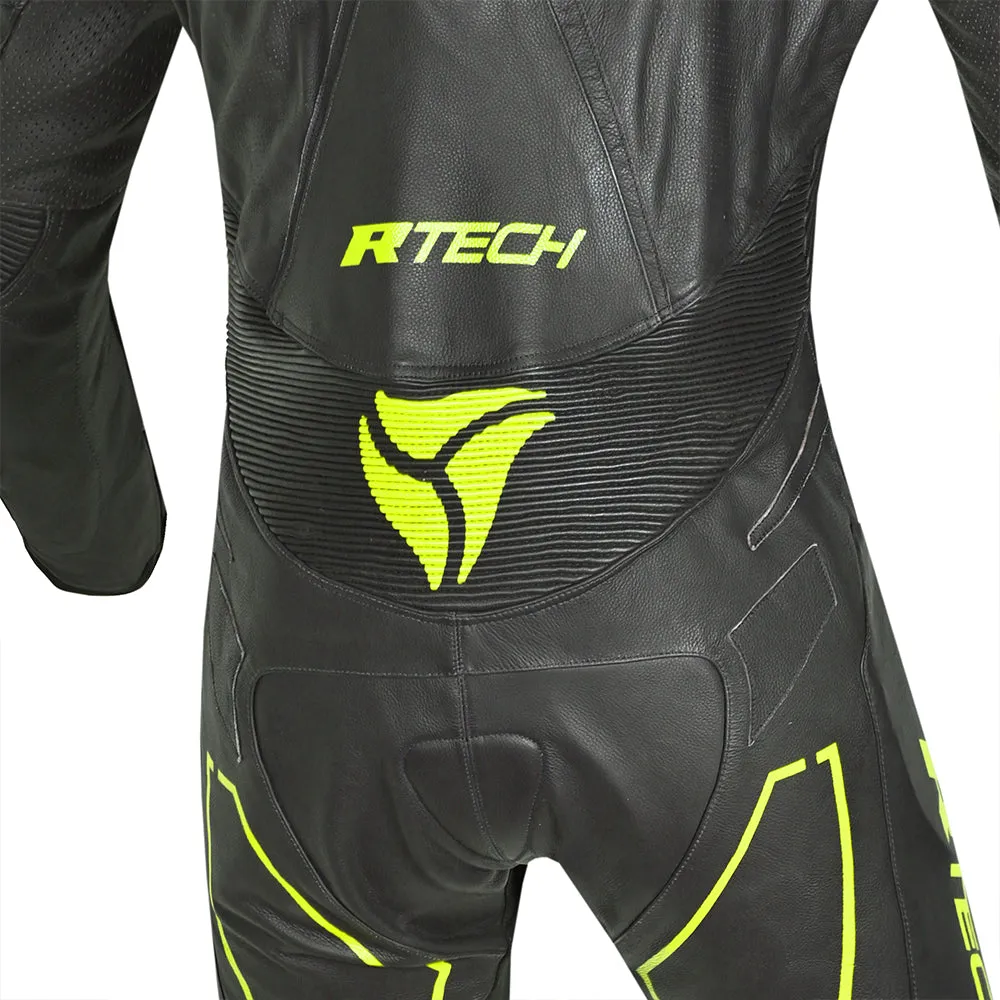 R Tech Rising Star 1PC Motorcycle Racing Leather Suit Black Yellow