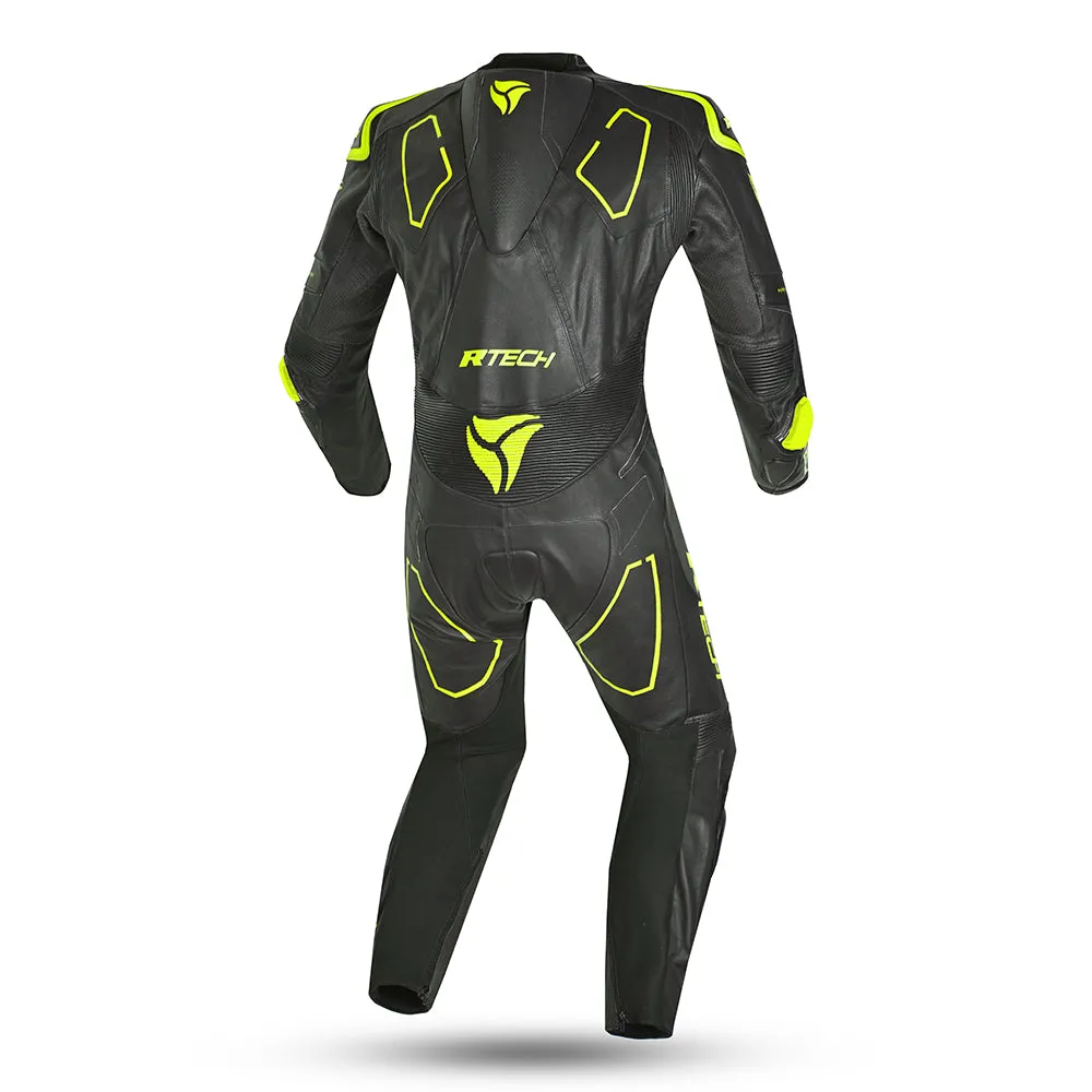 R Tech Rising Star 1PC Motorcycle Racing Leather Suit Black Yellow