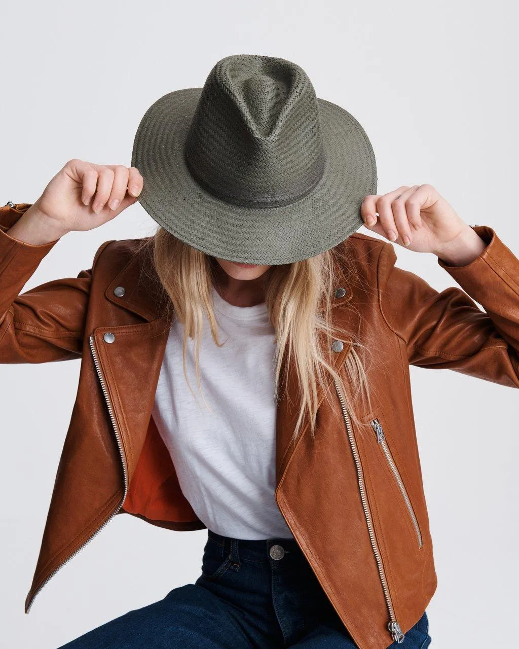 Rag & Bone - Packable Straw Fedora in Army Green