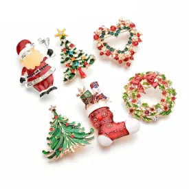 Santa Claus Christmas  Rhinestone Brooches For Women