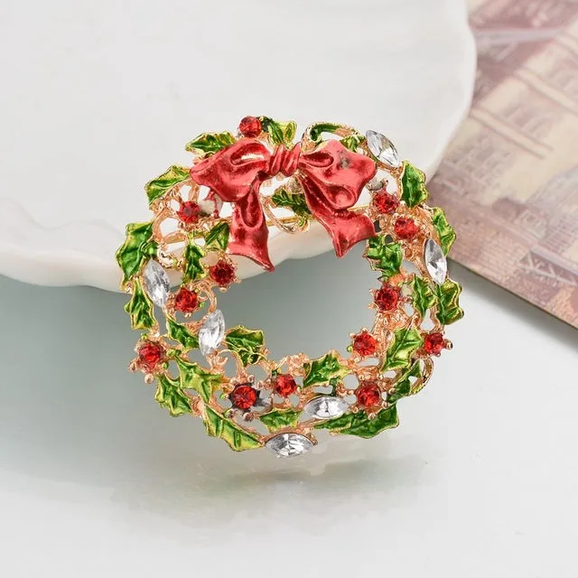 Santa Claus Christmas  Rhinestone Brooches For Women