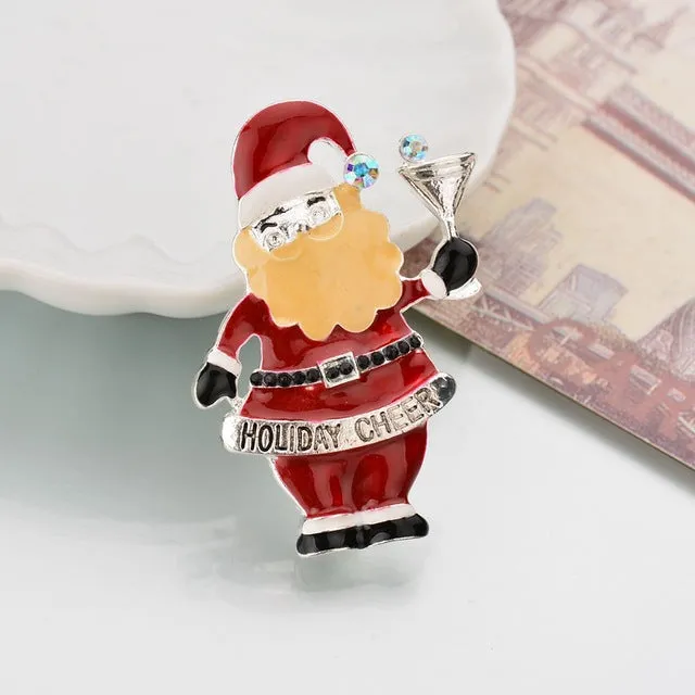 Santa Claus Christmas  Rhinestone Brooches For Women