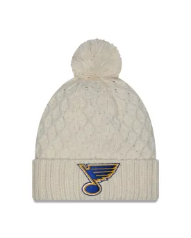 ST. LOUIS BLUES NEW ERA LADIES CHUNKY POM KNIT - IVORY