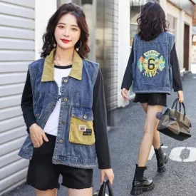 Versatile Casual Retro Plus Loose Fit Denim Jacket