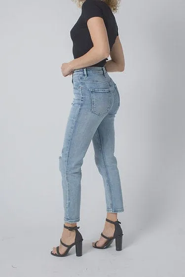 Wakee Denim Jean Straight Leg Stretch High Rise - Blue