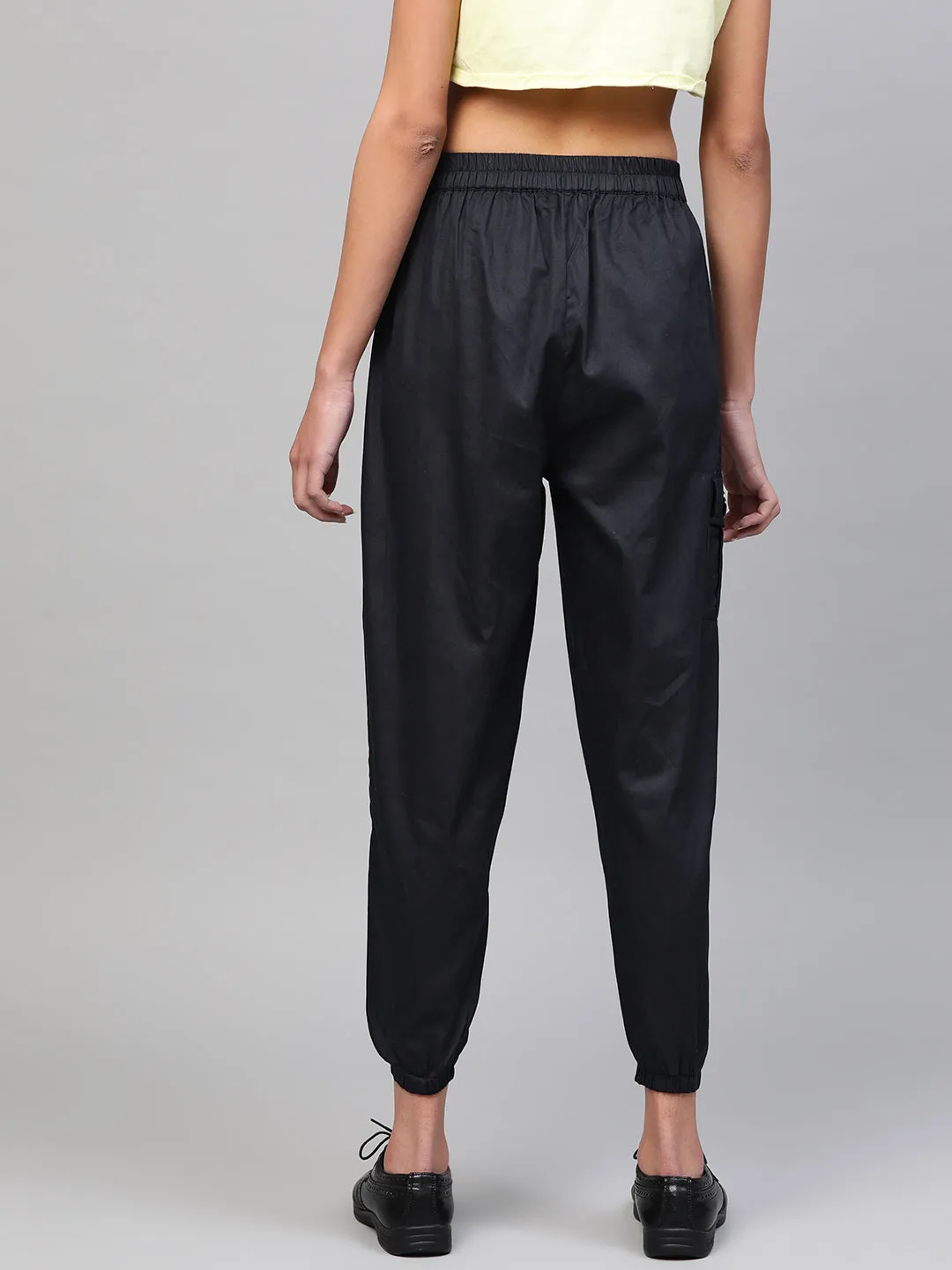 Women Navy Jogger Belted Pants