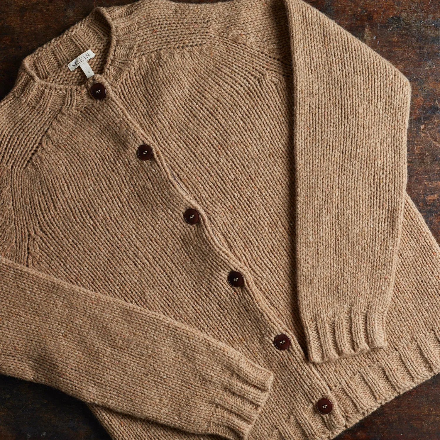 Womens Coast Cardigan - Donegal Wool - Sand