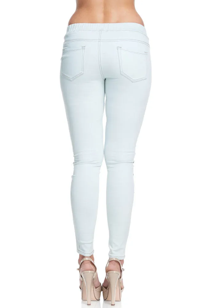 Women's Diagonal Zipper Denim Jogger